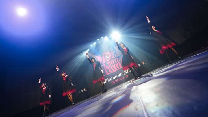 Members of the ‘retro horror’ themed idol group Mona, Miu, Rinka, Hisui and Moka.