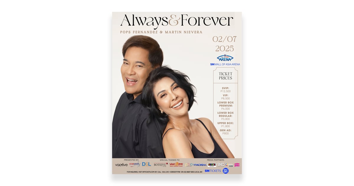 Recreate the golden age of Original Pinoy Music (OPM) with the renowned voices of Pops Fernandez and Martin Nievera in a concert filled with pure entertainment
