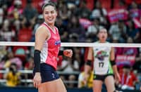 MICHELE Gumabao and the Creamline Cool Smashers smile their way to a 25-12, 25-21, 25-19 victory over Nxled in the PVL All-Filipino Conference on Tuesday at the Philsports Arena.