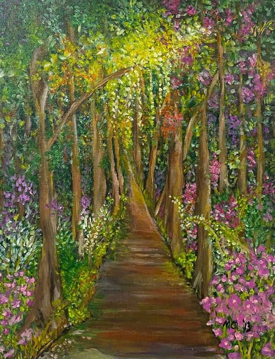 ‘Hiking in the Wilderness’ 14” x 12” by Nancy Chichioco-Razon, 2014.