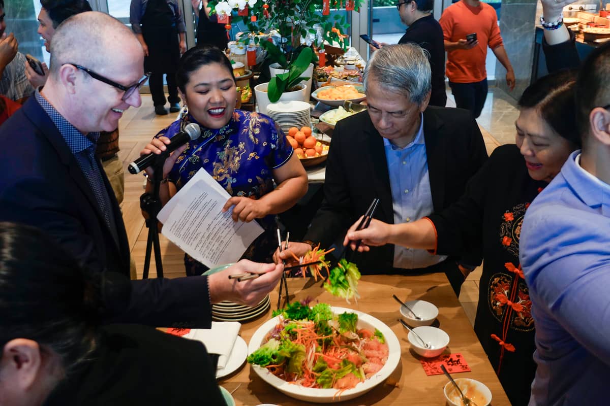A noodle toss by Nils Rothbarth, Nes Jardin and Leah Magallanes for prosperity and good health.