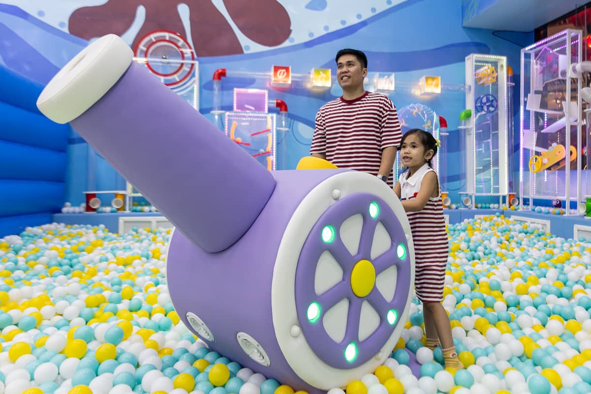 Children, accompanied by their parents, engage in interactive play at Fantasy World, an indoor playground at SM Sta. Mesa in Quezon City, on Sunday, 2 February 2025.