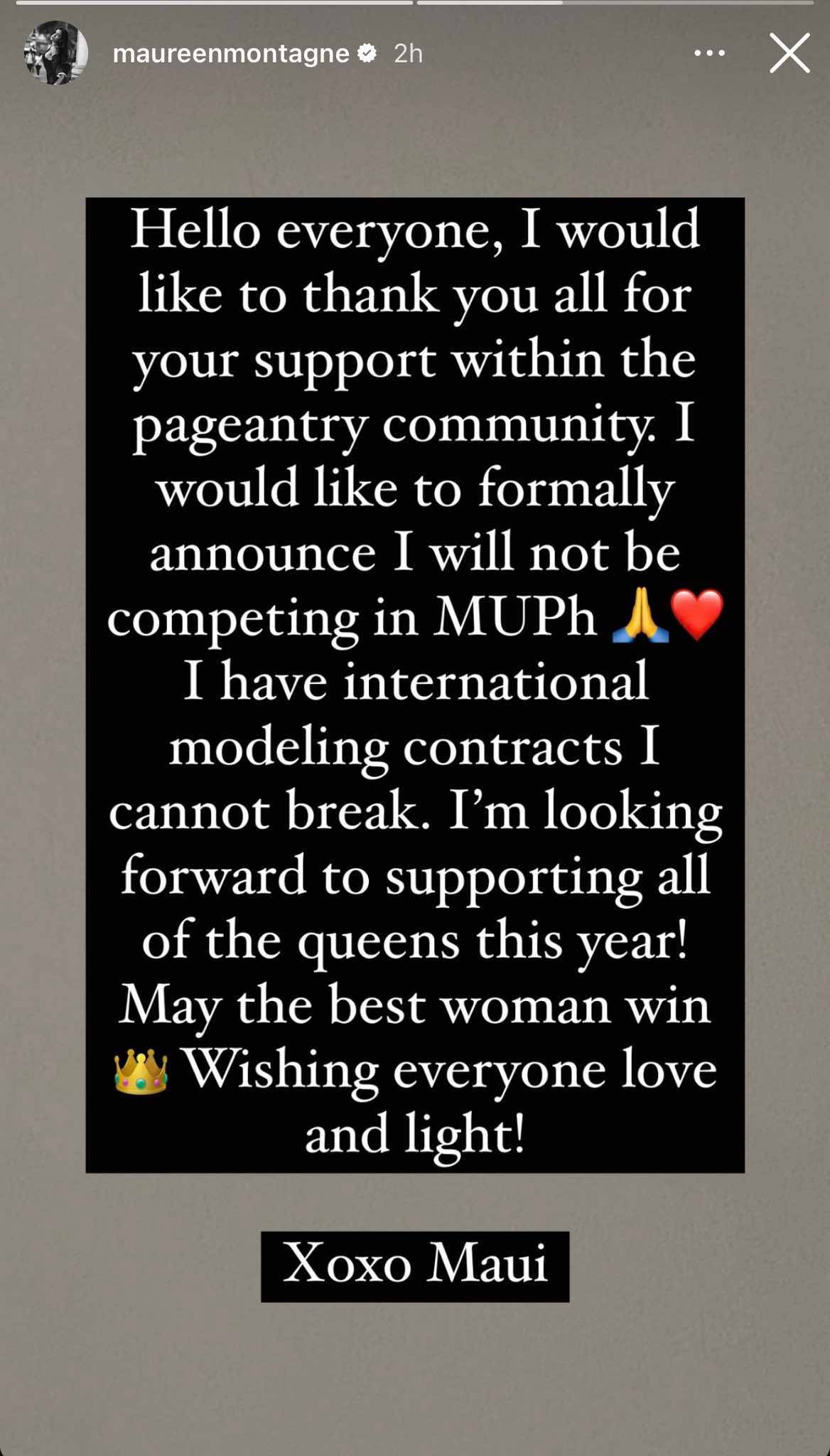 Screengrab from Maureen Montagne Instagram story
