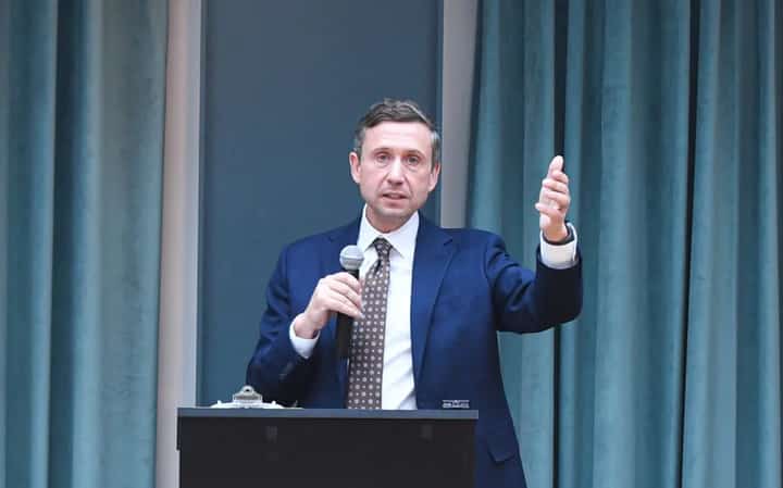 Ken Martin, the then DNC chair candidate, speaks at the "Win With Workers" Rally and Press Conference at the DNC Midwestern Candidate Forum on 16 January 2025 in Detroit, Michigan.