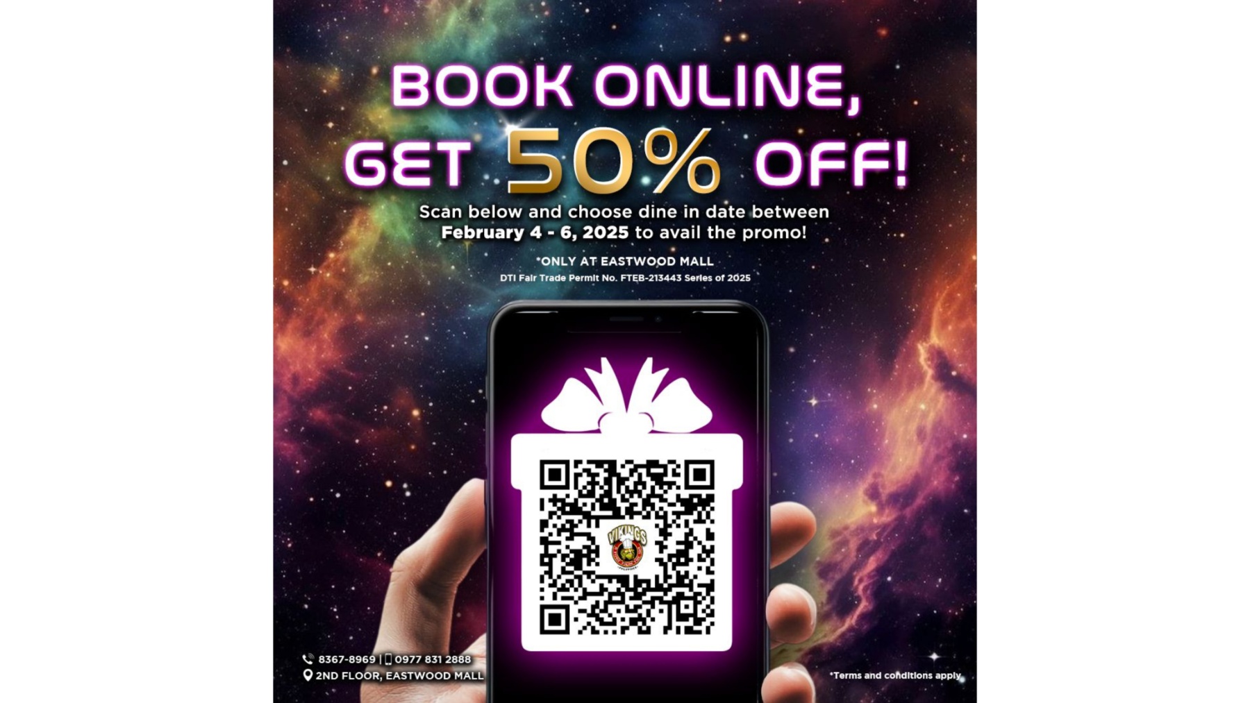 Savor 50% off at Vikings Eastwood for a limited time