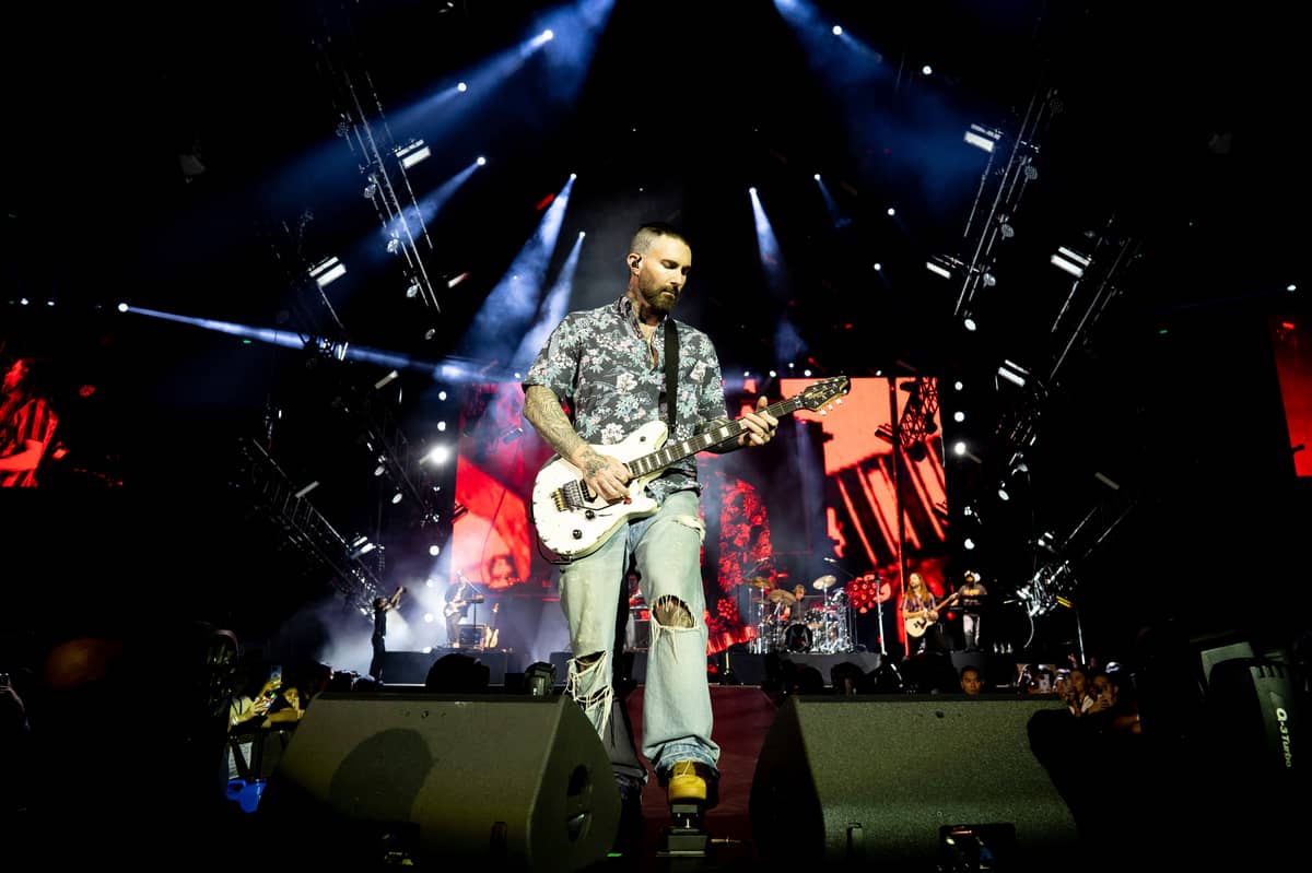 Maroon 5 frontman Adam Levine ignites the stage at the SM Mall of Asia Arena during their sold-out show on January 29, 2025. Photo from Live Nation Philippines.