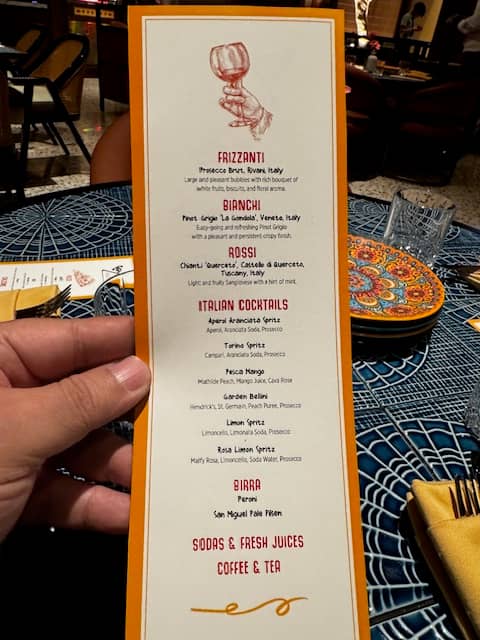 Trattoria e Dolci menu.
