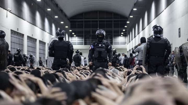 El Salvador's maximum security Terrorism Confinement Center, a mega-prison southeast of the capital San Salvador with capacity for 40,000 prisoners.
