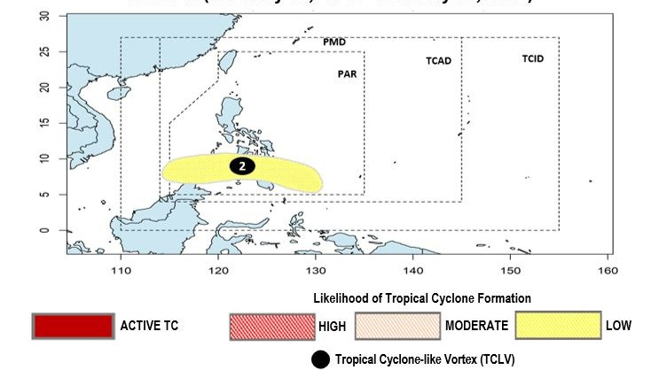 Tropical cyclone-like vortex over Mindanao area possible next week