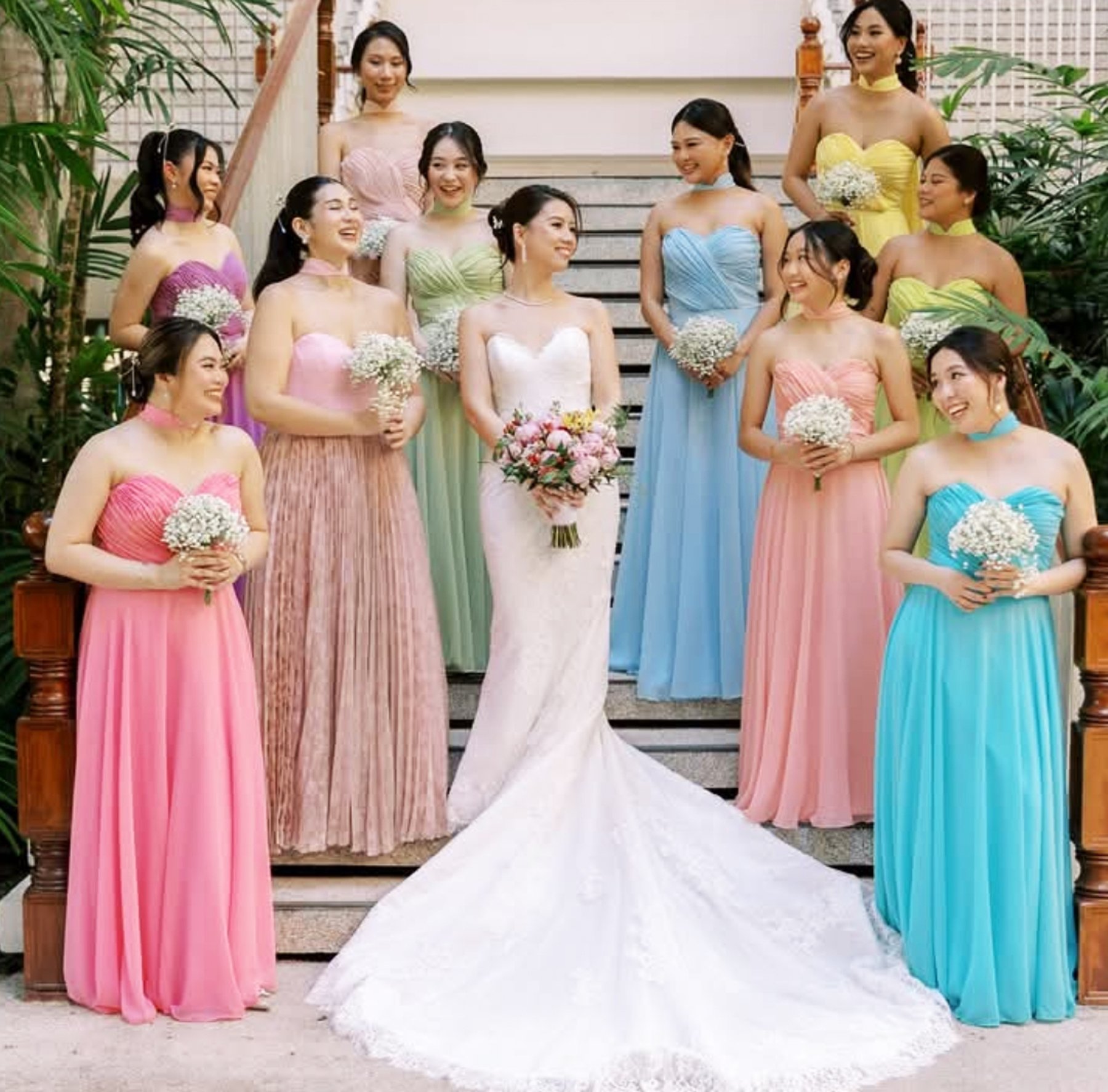 Francine with bridesmaids Arianna Olis, Caitlyn and Janice Ong, Paula Chu, Andrea Aldeguer, Maid of Honor, Marian Almendras, Stephanie Wong, Camylle Macias, Caithryn Yu and Cobie Li Bi.