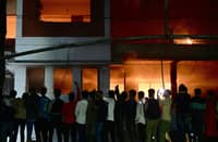 Flames engulf a museum honouring Sheikh Mujibur Rahman, father of the former prime minister Sheikh Hasina