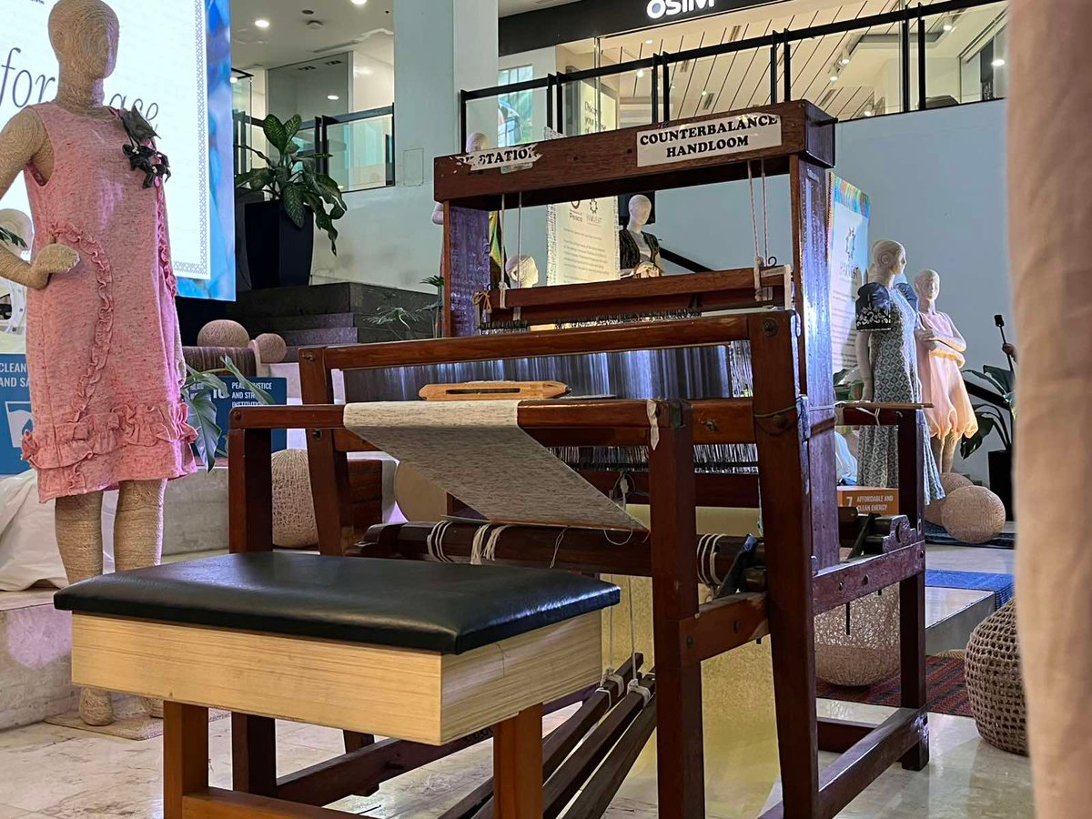 A close up view of the weaving machine showcased at the launch.