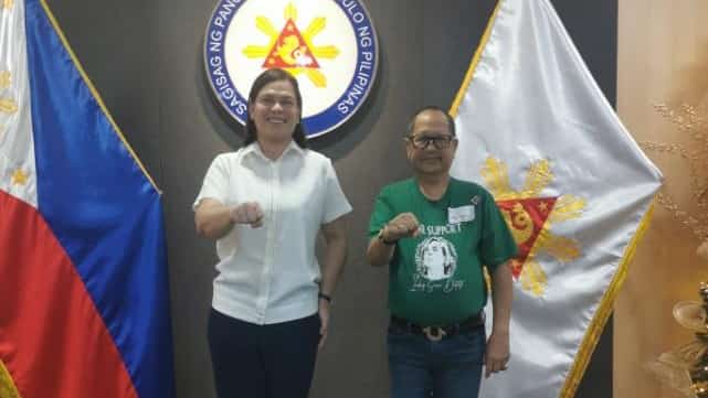 MASADA lead convenor Ben Ranque and Vice President Sara Duterte executed the fist salute during a courtesy call at the OVP office in Mandaluyong City.