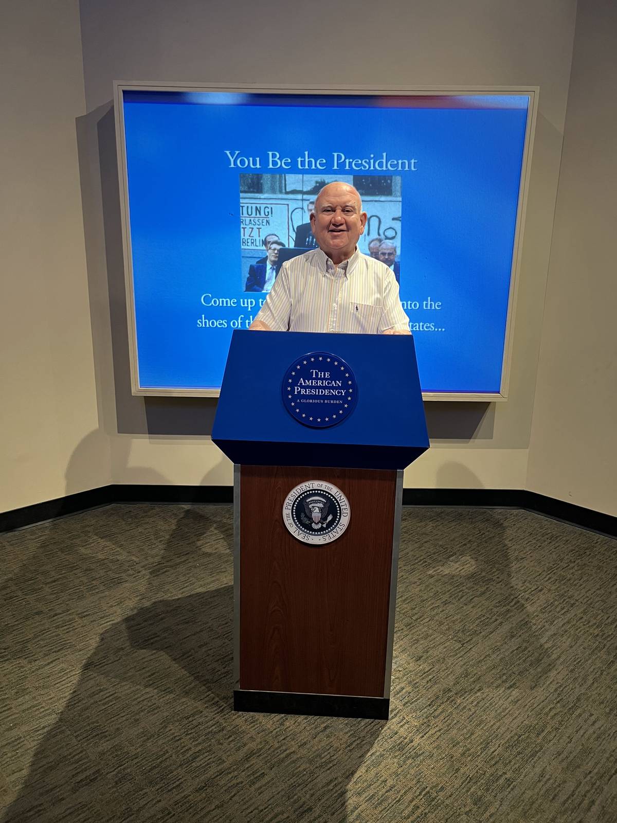 The author at the You Be the President section.