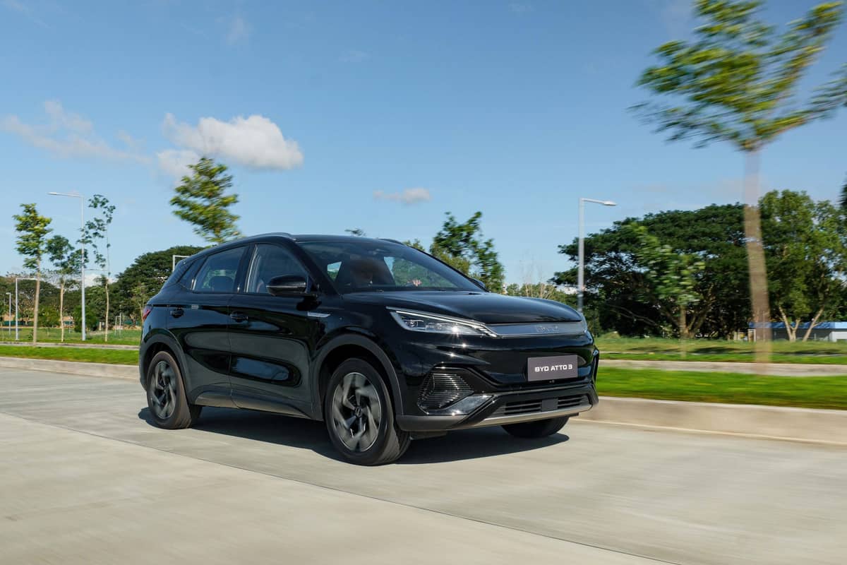 The BYD Atto 3 showcases its dynamic performance on the road.