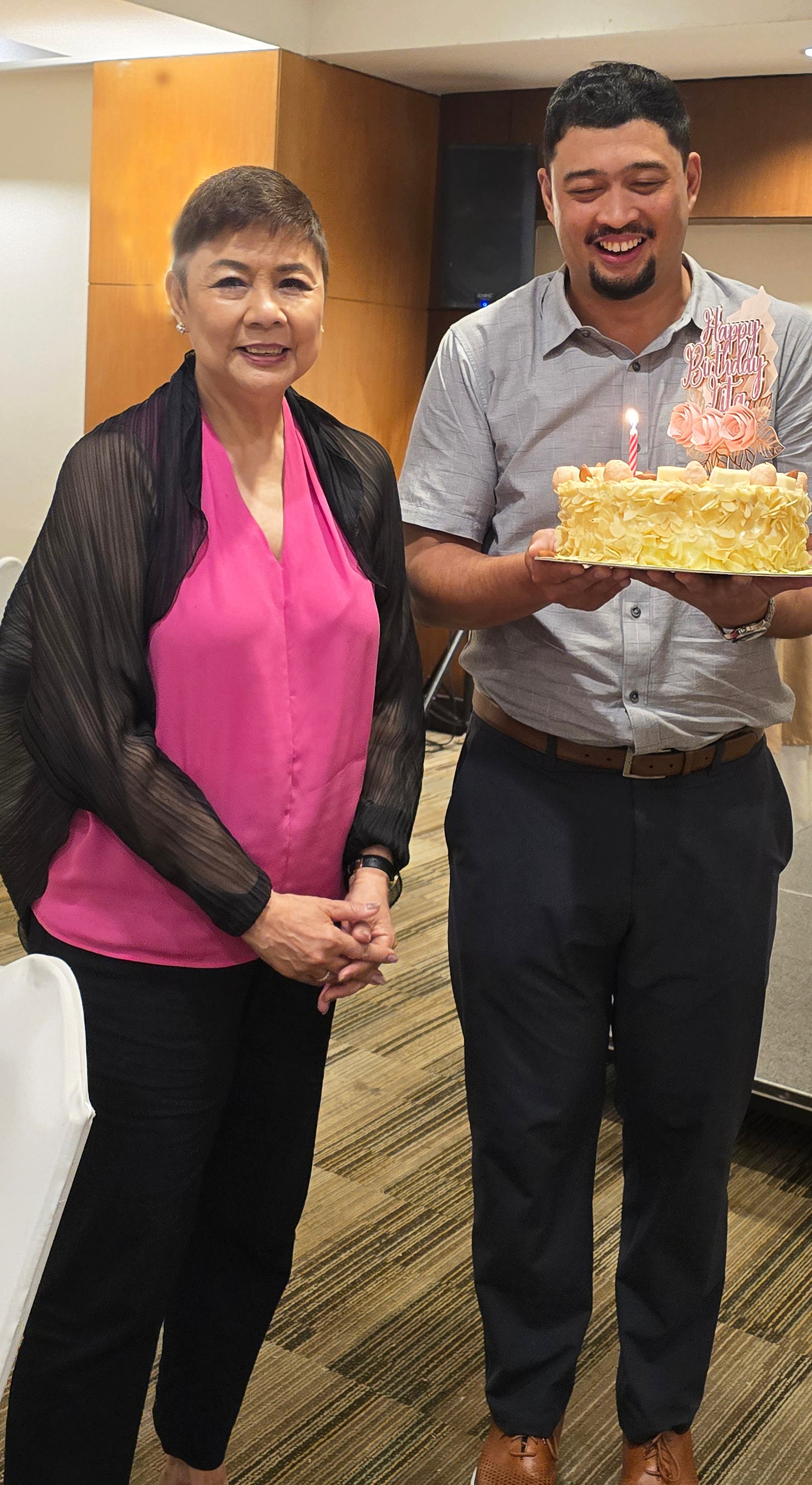 Birthday celebrator Lita Quisumbing with son Jon Erik.