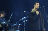 This picture taken on January 14, 2018 shows English singer, songwriter and formerly the lead singer of the rock band Oasis Liam Gallagher, performing at a concert in Jakarta.