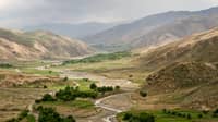 Kunduz River valley in Afghanistan, rural section.