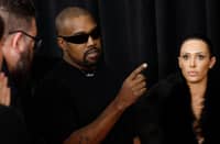 LOS ANGELES, CALIFORNIA - (L-R) Kanye West and Bianca Censori attend the 67th GRAMMY Awards on 2 February 2025 in Los Angeles, California.