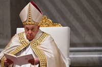 (FILES) Pope Francis leads a mass during the first Vespers and the Te Deum prayer as part of the New Year's celebrations in Saint Peter's Basilica, at the Vatican, on 31 December 2024. Pope Francis was admitted to hospital in Rome on 14 February 2025 for tests and treatment for ongoing bronchitis, the Vatican announced.