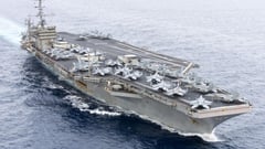 Aircraft carrier collides with merchant ship