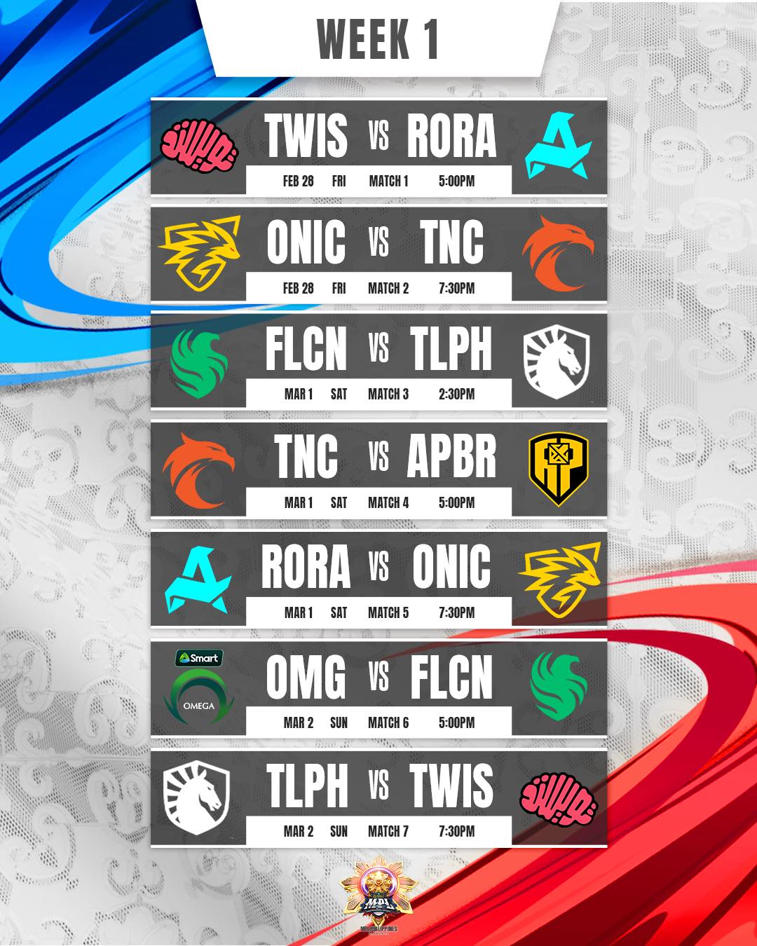 Team Falcons and Twisted Minds banner opening week of MPL Season 15