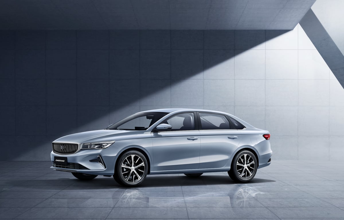 The Geely Emgrand, a standout at the brand’s relaunch, combines sleek design with refined features.