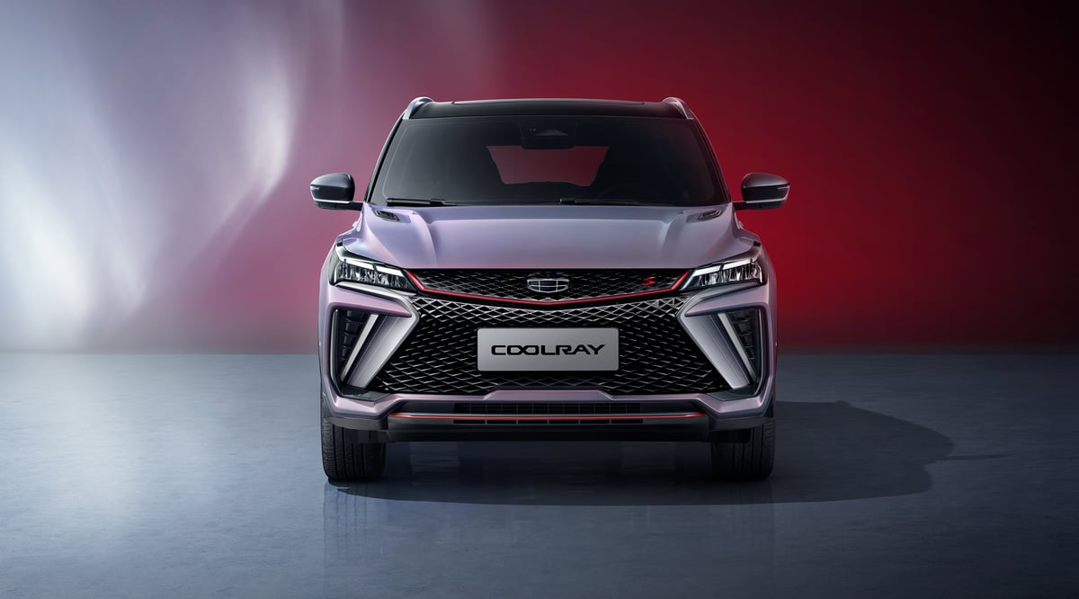 The new Geely Coolray makes a bold statement at the brand’s relaunch, showcasing its aggressive front grille and sporty accents.