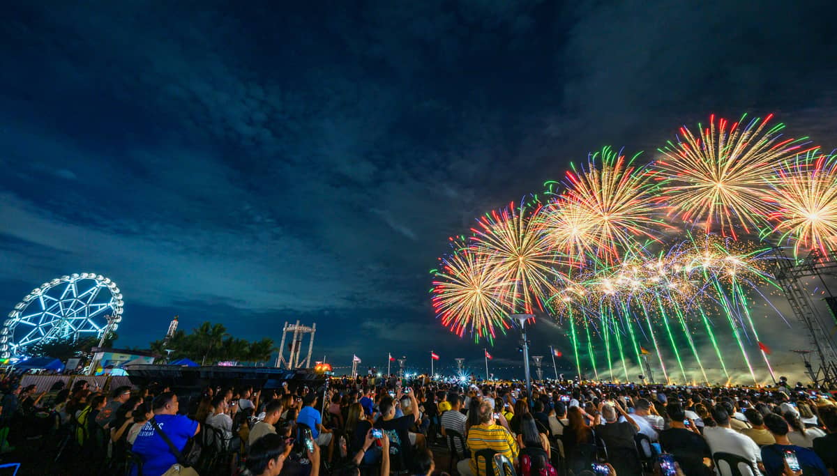 A breathtaking fusion of music and fireworks captivates the crowd.
