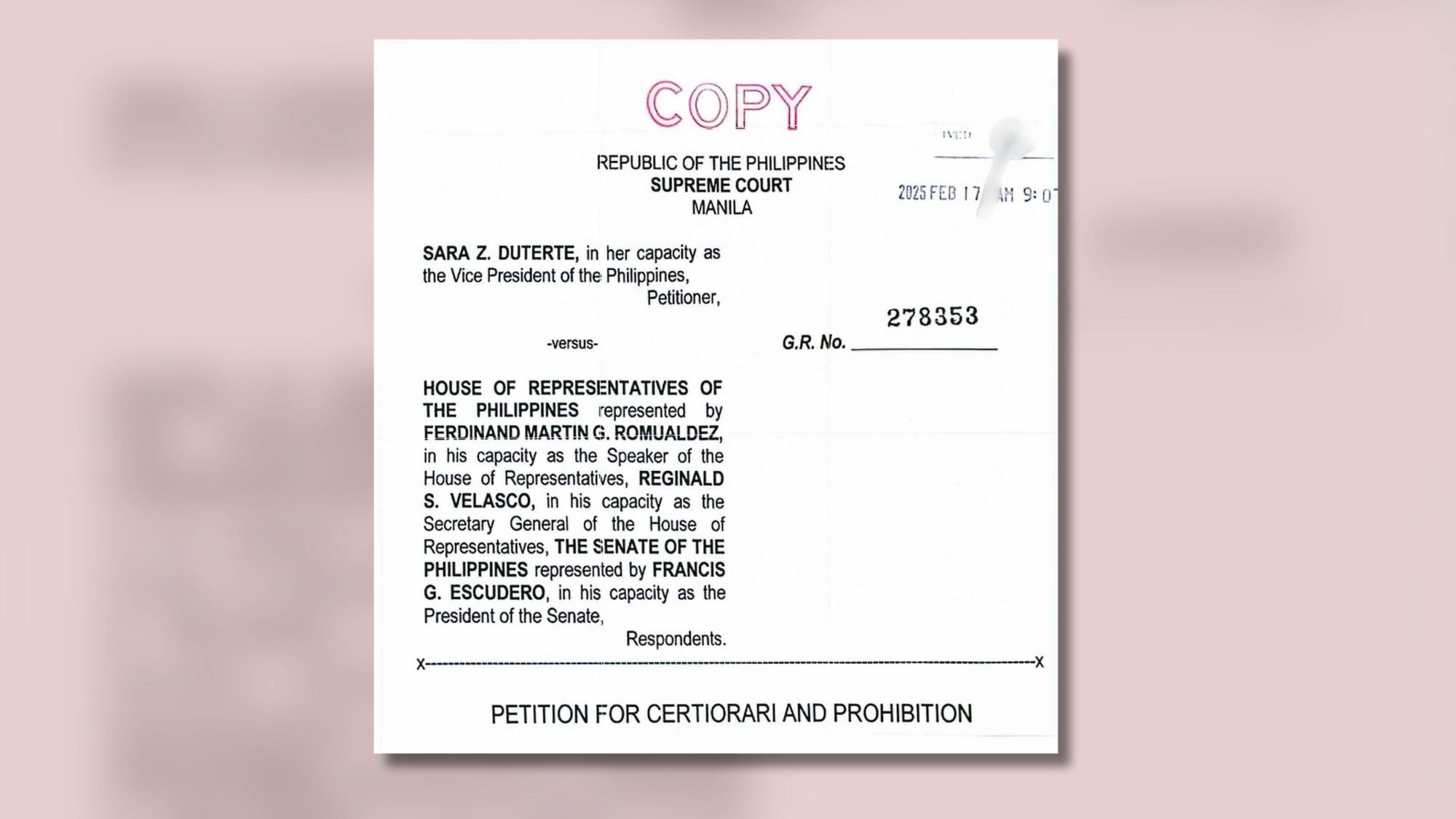 VP Sara Duterte goes to SC to challenge impeachment