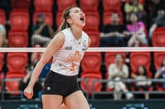 Rachel Anne Daquis celebrates after powering Farm Fresh to a five-set win over Capital1 in the Premier Volleyball League All-Filipino Conference late Tuesday.