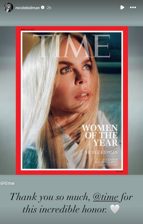 Nicole Kidman expresses gratitude to Time Magazine