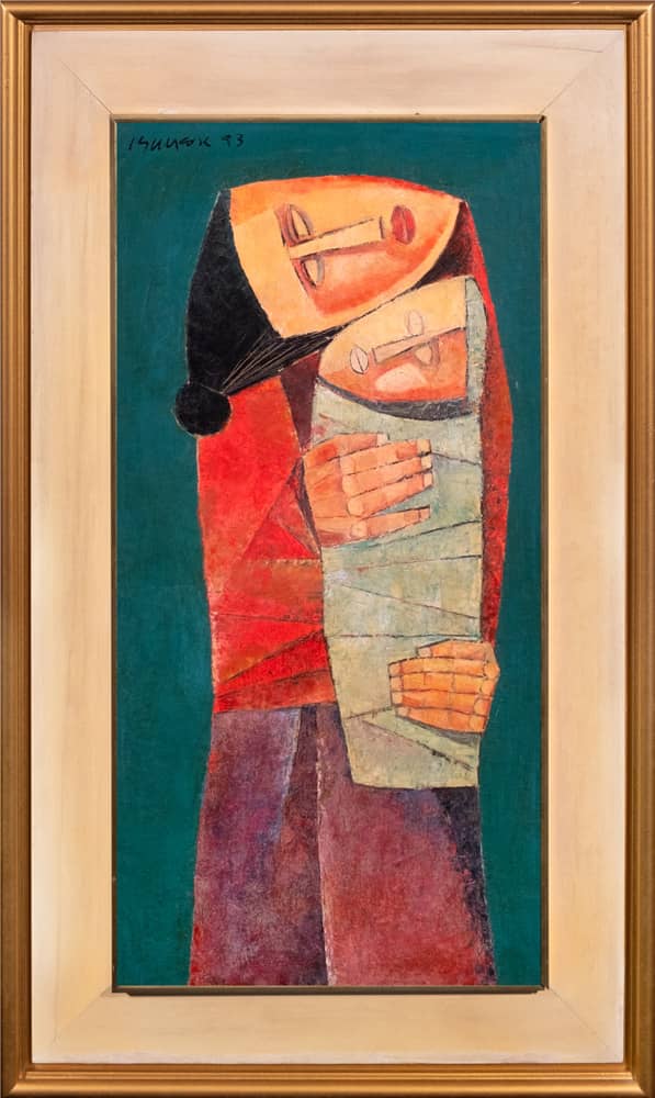 Ang Kiukok (1931-2005) ‘Mother and Child,’ signed and dated 1993 (upper left), oil on canvas, 24” x 12” (61 cm x 30 cm).