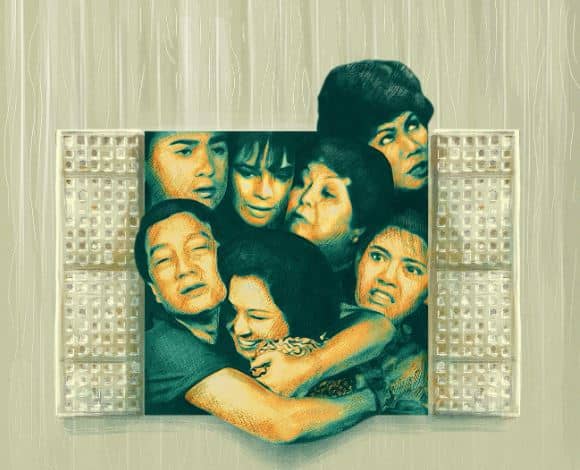 Evelyn Bontogon with the cast of ‘John en Marsha.’