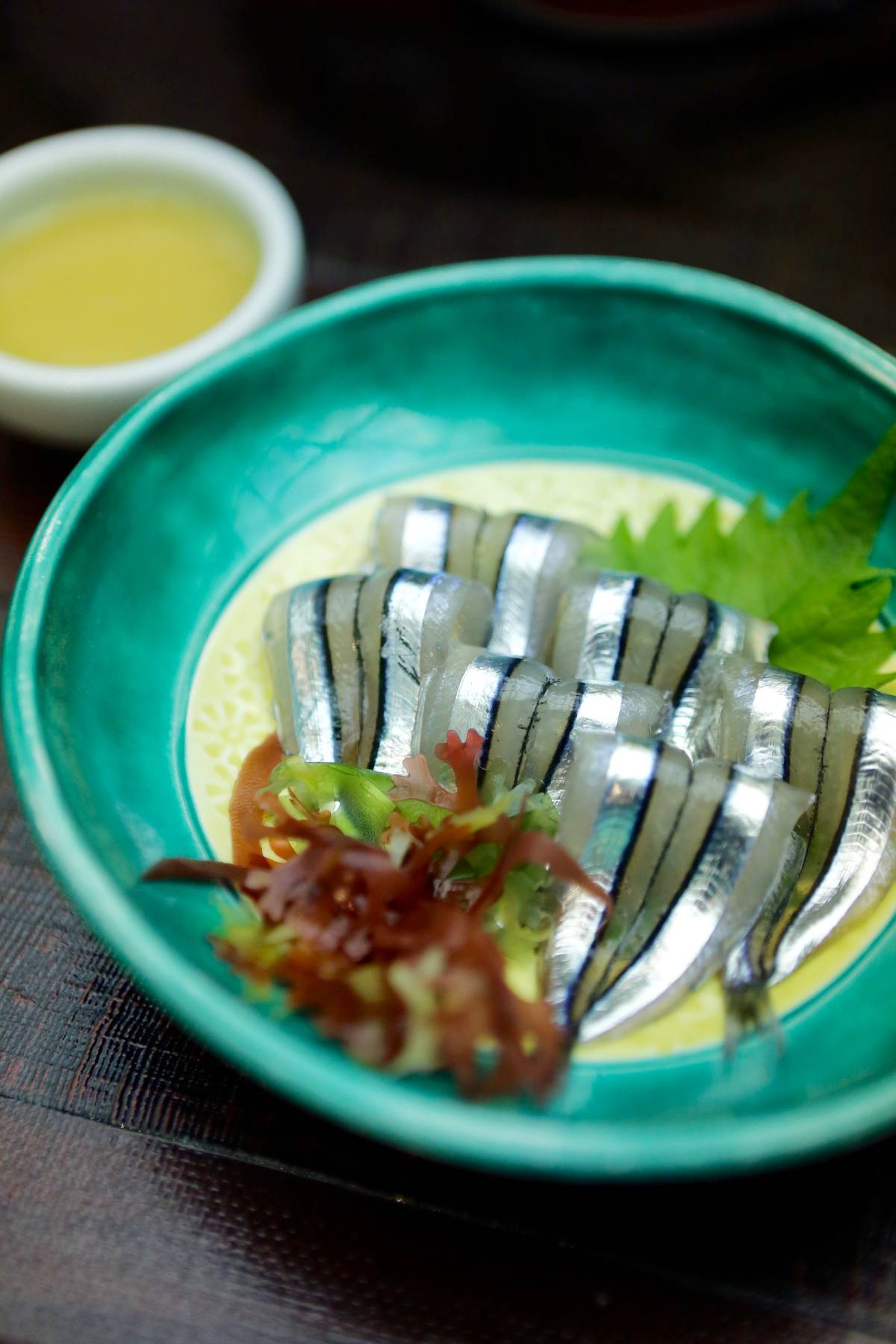 Kibinago sashimi.