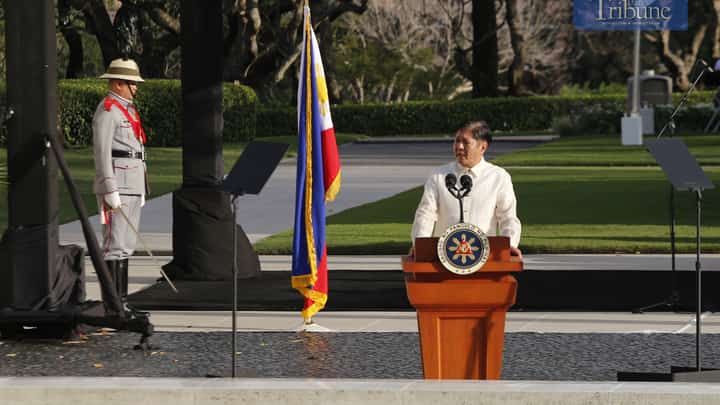 President Ferdinand Marcos Jr. commemorates the 80th anniversary of the Liberation of Manila at the American Cemetery and Memorial in Taguig City on 22 February 2025.