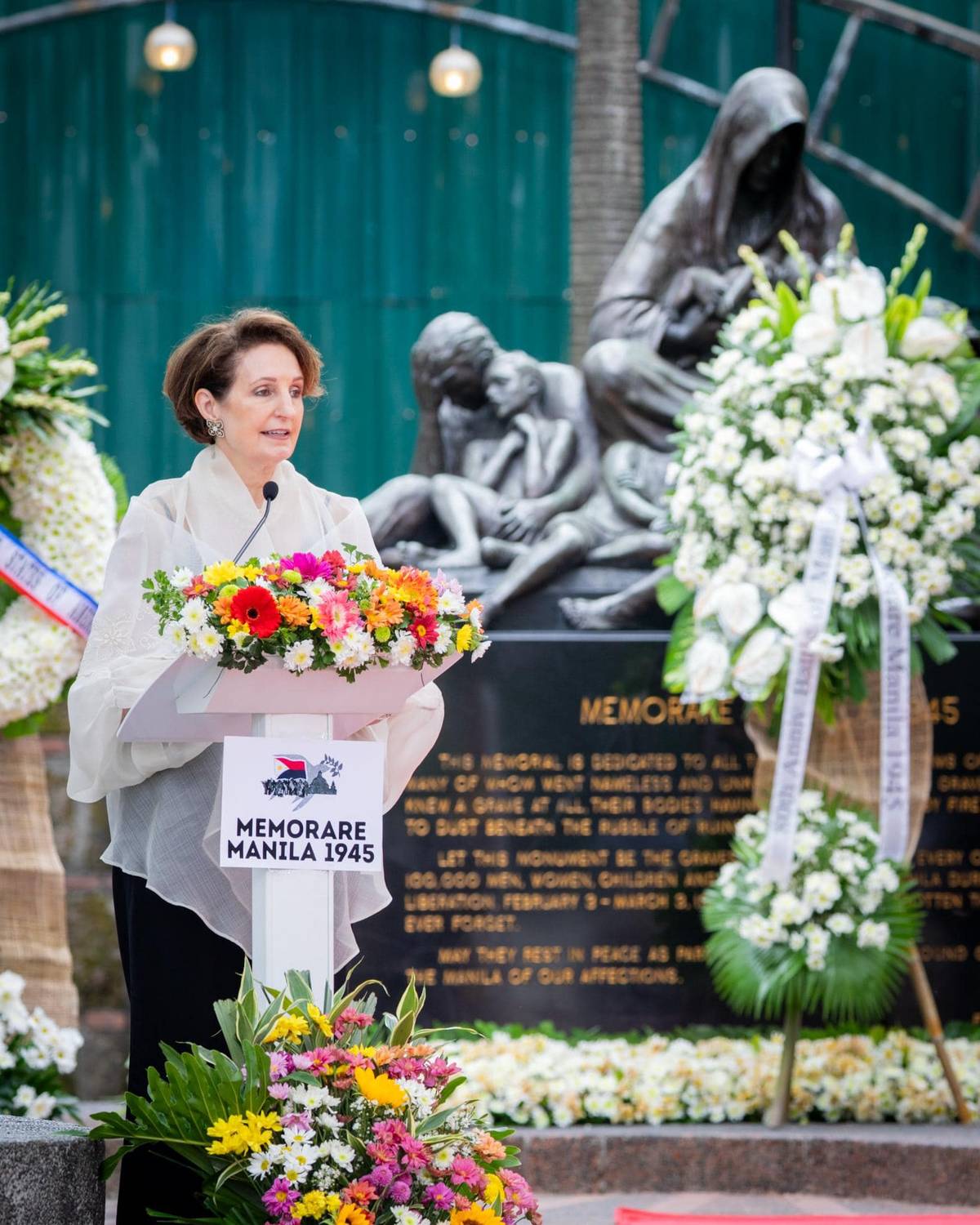US Ambassador to the Philippines MaryKay Carlson during the commemoration of the 80th anniversary of the Liberation of Manila at the Manila American Cemetery and Memorial in Taguig City on 22 February 2025.