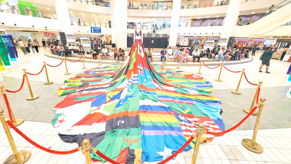 The Amsterdam Rainbow Dress on display at the TriNoma mall in Quezon City in June 2024.