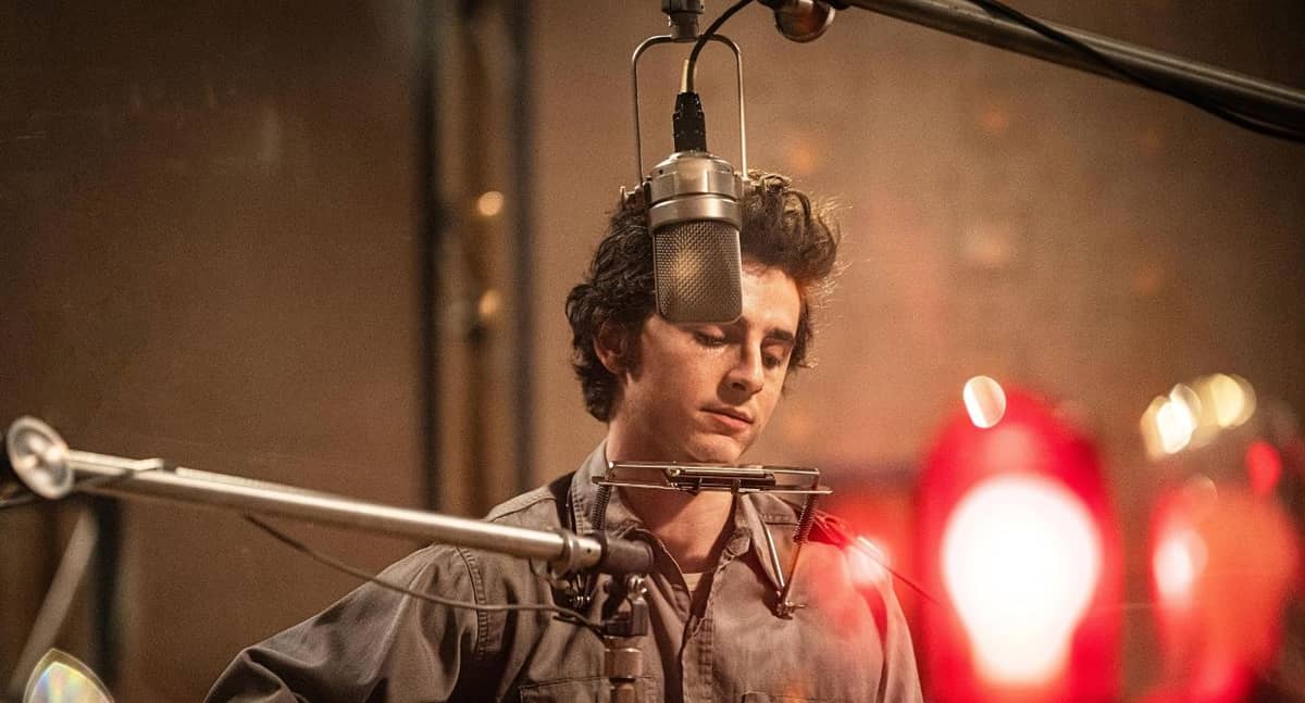 Timothée Chalamet in A Complete Unknown.