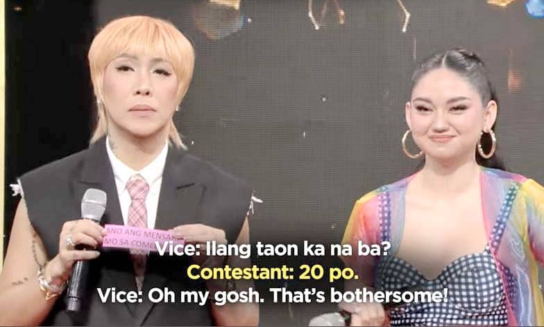 Host Vice Ganda and ‘Sexy Babe’ contestant Heart Aquino.