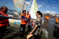 Iloilo City Mayor Jerry P. Treñas, alongside his daughter Raisa, led the opening of the 52nd Paraw Regatta Festival on 2 March 2025, as vibrant regatta boats set sail from Arevalo district to kick off the 30-kilometer race, celebrating the traditional double-outrigger boats and their significance in Ilonggo maritime heritage