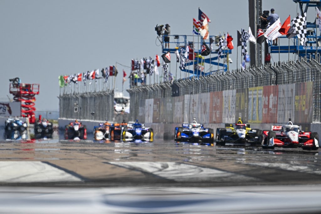 Scott McLaughlin, driver of the #3 Dex imaging Team Penske Chevrolet drives during the NTT INDYCAR Firestone Grand Prix of St. Petersburg on 2 March 2025 in St Petersburg, Florida.