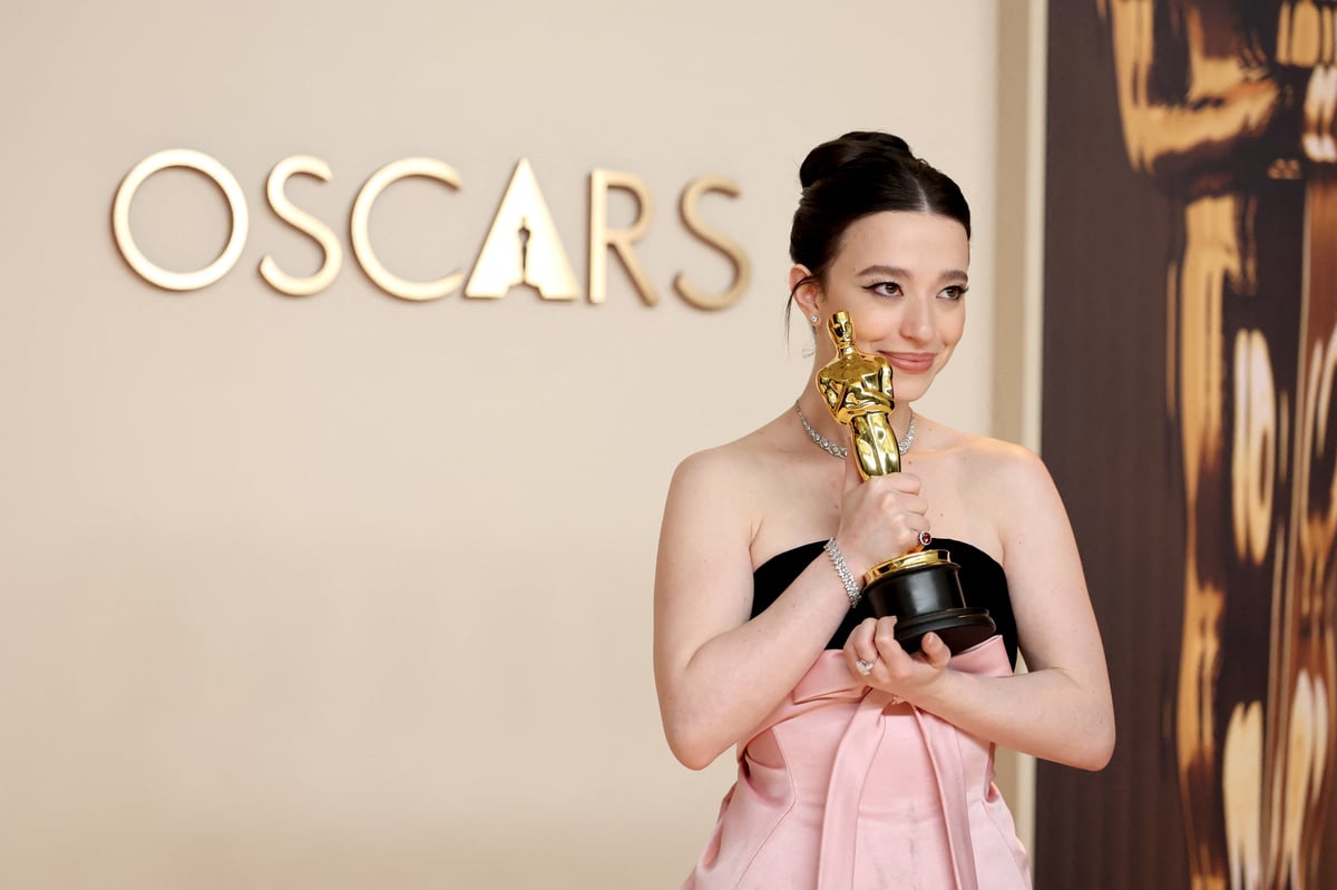 HOLLYWOOD, CALIFORNIA - MARCH 02: Mikey Madison, winner of the Best Actress in a Leading Role for “Anora”, poses in the press room during the 97th Annual Oscars at Ovation Hollywood on March 02, 2025 in Hollywood, California.