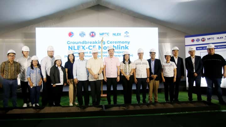 On Tuesday, March 4, 2025, NLEX OIC Maria Wells, Metro Pacific Tollways Corp. (MPTC) Chief Finance Officer Luis Reñon, Valenzuela City Mayor Wes Gatchalian, Quezon City Mayor Joy Belmonte, MPTC CEO Joey Lim, and other officials led the groundbreaking ceremony for the NLEX-C5 Northlink Segment 8.2, Section 1A project at NLEX Segment 8.2, Brgy. Ugong, Valenzuela City.