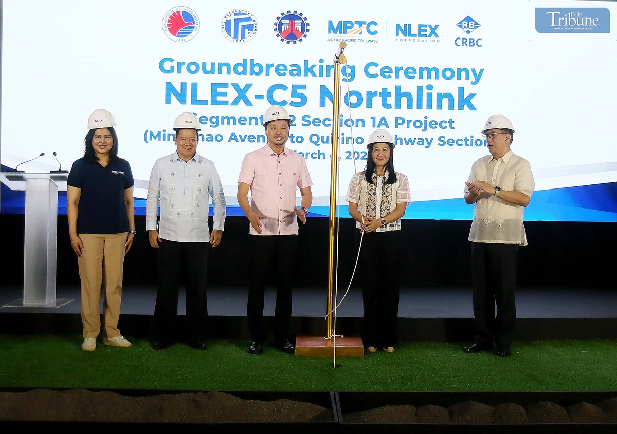 On Tuesday, March 4, 2025, NLEX OIC Maria Wells, Metro Pacific Tollways Corp. (MPTC) Chief Finance Officer Luis Reñon, Valenzuela City Mayor Wes Gatchalian, Quezon City Mayor Joy Belmonte, MPTC CEO Joey Lim, and other officials led the groundbreaking ceremony for the NLEX-C5 Northlink Segment 8.2, Section 1A project at NLEX Segment 8.2, Brgy. Ugong, Valenzuela City.