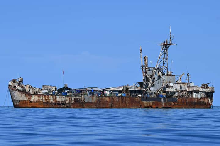 Sentinel The BRP Sierra Madre stands resolute at Second Thomas Shoal, guarding the contested waters of the West Philippine Sea.
