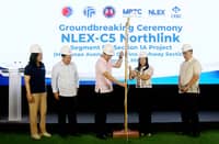 NLEX OIC and CFO Maria Theresa Wells, Metro Pacific Tollways Corp. CFO Luis Renon, Valenzuela City Mayor Wes Gatchalian, Quezon City Mayor Joy Belmonte, and Metro Pacific Tollways Corp. president and CEO Jose Ma. Lim led the groundbreaking ceremony for the start of the construction of the P2.2-billion NLEX-C5 Northlink Section. Officials from the Toll Regulatory Board, the Department of Public Works and Highways and the Department of Housing and Human Settlements-National Housing Corporation were likewise present at the event.