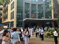 STUDENTS from Ateneo de Davao University and Holy Cross of Davao College were advised to go out the school premises during the earthquake due to possible aftershocks.
