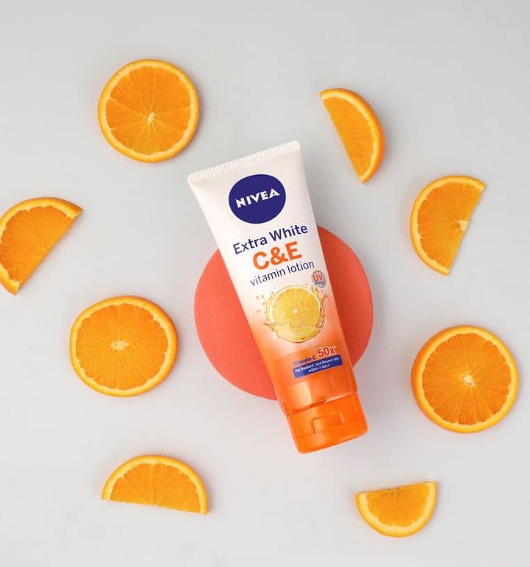 Vitamin lotion moisturizes and protects.