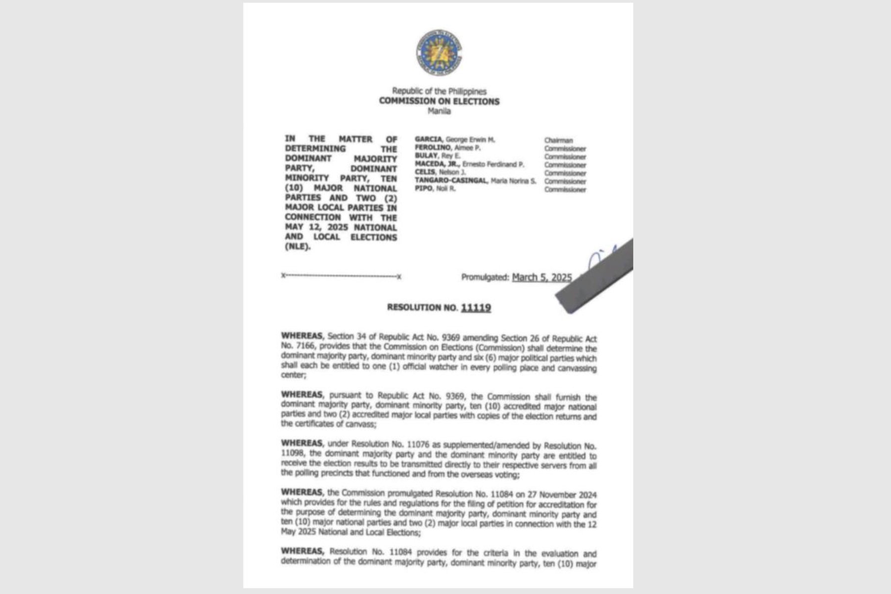 Comelec declares Lakas-CMD as dominant majority party